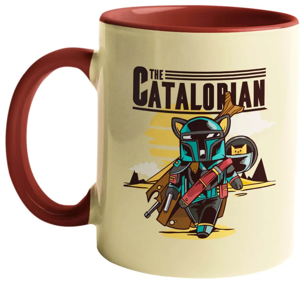 Caneca The Catalorian Mandalorian Bege com Alça Marrom