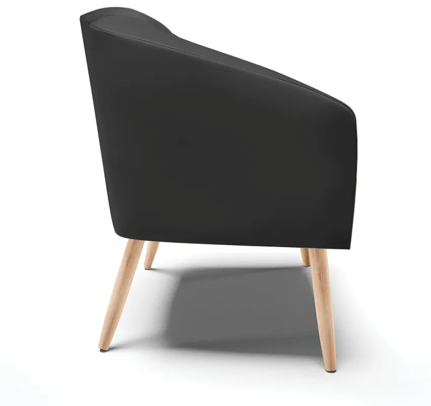 Poltrona Decorativa Pé Palito Natural Stella Sintético Preto D03 - D'Rossi