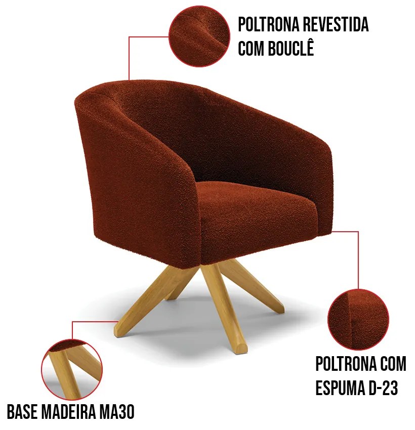 Poltrona Decorativa Giratória MA30 Stella Bouclê Terra D03 - D'Rossi