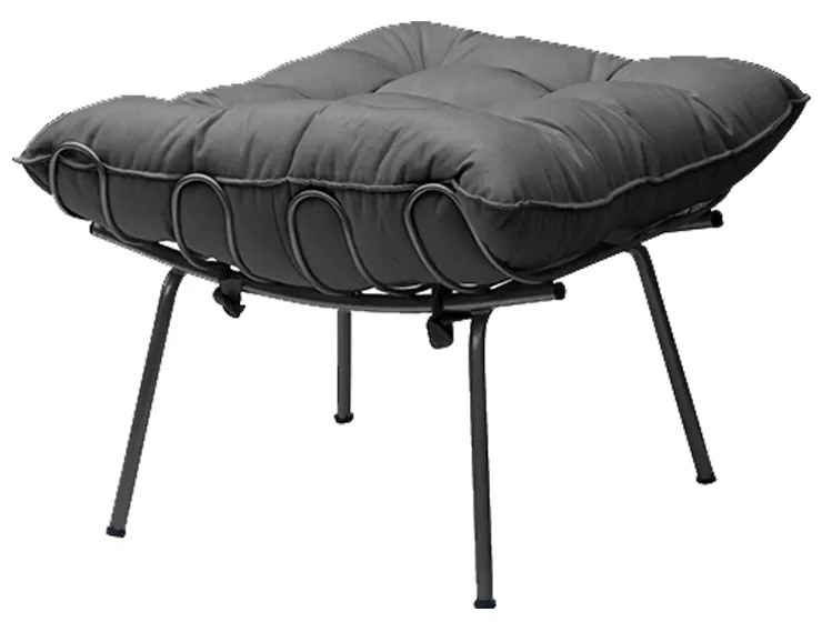 Puff Decorativo Sala de Estar Abel Pés Preto Suede Cinza G41 - Gran Belo