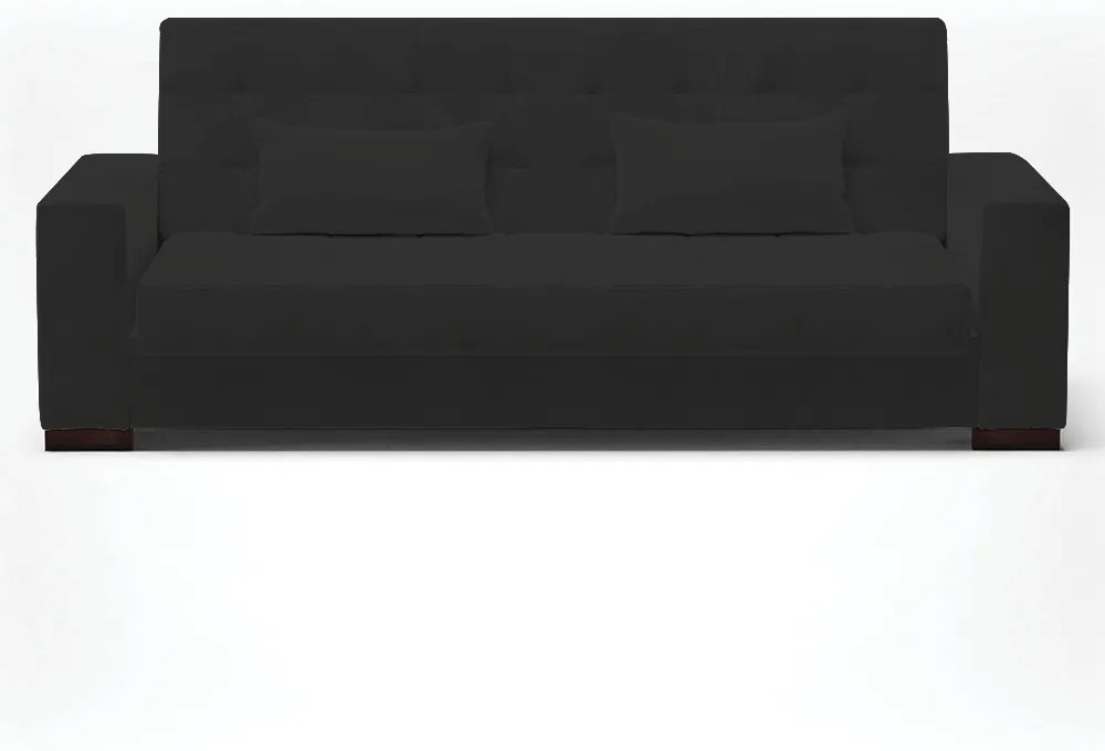 Sofá Cama Casal 3 Lugares 210cm Lisboa Veludo Preto  D03 - D'Rossi