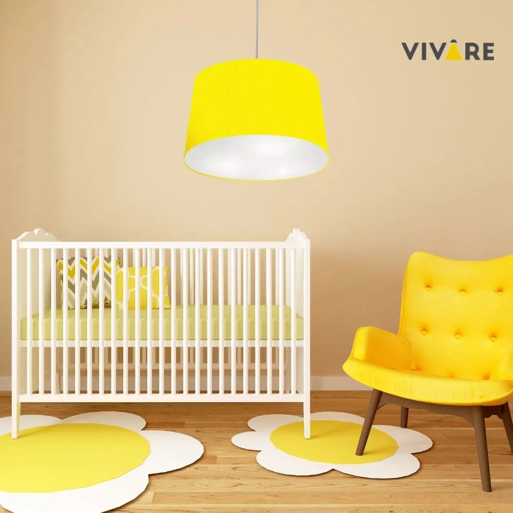 Lustre Pendente Cone Md-4156 Cúpula em Tecido 30/45x40cm Amarelo - Bivolt