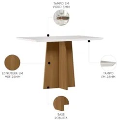 Mesa de Jantar Retangular 120cm 4 Lugares Zuma Ypê/Off N02 - Mpozena