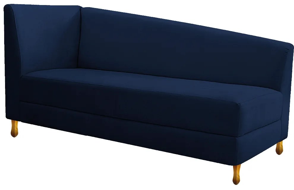 Recamier Valéria 140cm Lado Direito Suede Azul Marinho - ADJ Decor