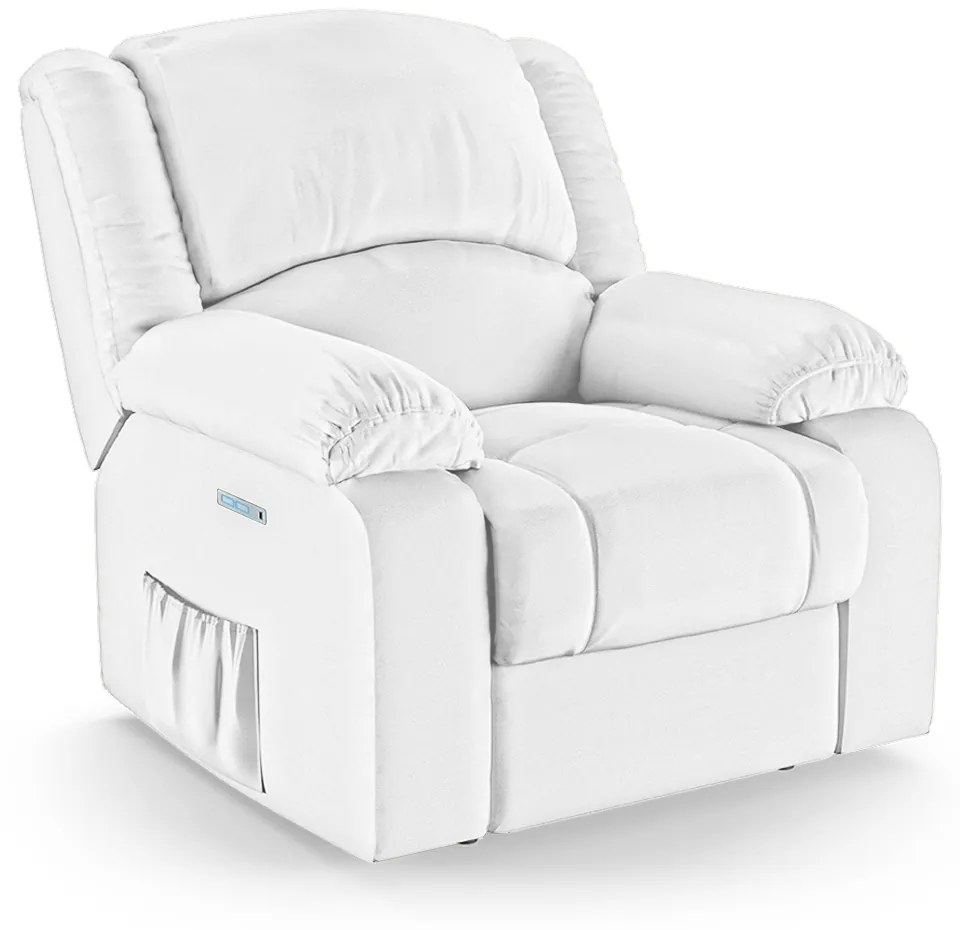 Poltrona do Papai Reclinável Melim Elétrica LED Sintético PU F FH1 - D'Rossi - Branco