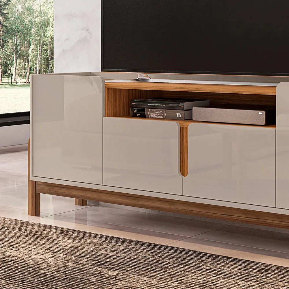 Rack 04 Portas Ayumi 190 cm Off White e Cedro - D'Rossi