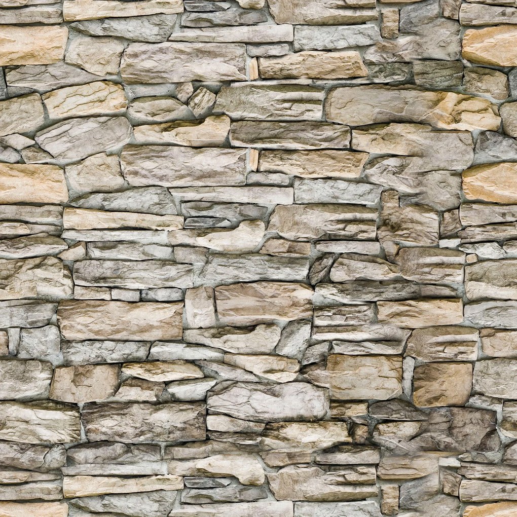 Papel de parede adesivo pedra cinza marrom e amarela
