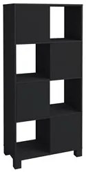 Mesa Escrivaninha em L Eron e Estante Livreiro Maly A06 Preto - Mpozen