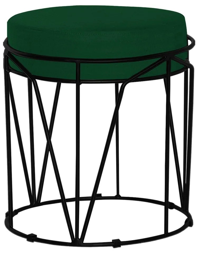 Puff Decorativo Sala de Estar Base Preto Chloe Suede Verde G41 - Gran Belo