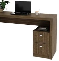 Mesa Para Escritório 2 Gavetas ME4129 Nogal - Tecno Mobili
