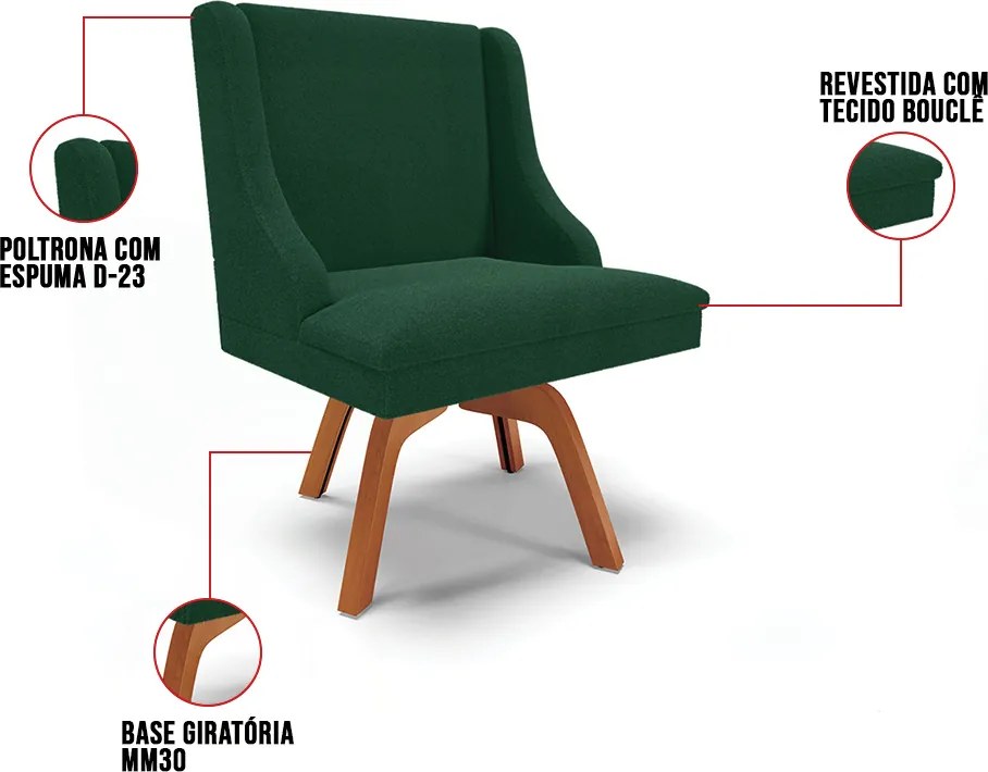 Cadeira Sala de Jantar Giratória MM35 Liz Bouclê D03 - D'Rossi - Verde
