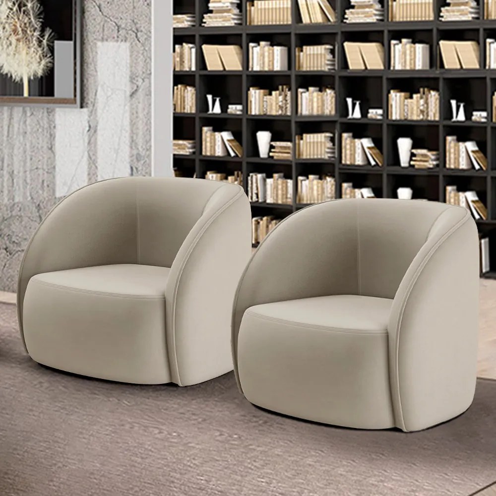 Kit 2 Poltronas Decorativas Sala de Estar Clarke Veludo Bege G45 - Gran Belo