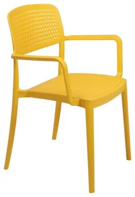 Cadeira Tramontina Serena com Braços Amarela Empilhável em Polipropileno com Proteção Antimicrobiana