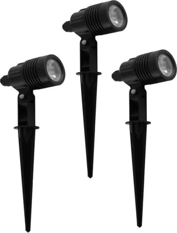 Kit 3 Espetos Led Abs Preto 3w 38° 3000k Ip65 Optical