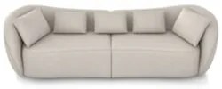 Sofá 3 Lugares 272cm Orgânico Pé Madeira Yume Suede Bege Z55 - Mpozena