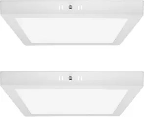 Kit 2 Plafons LED Sobrepor Quadrado 18W Branco Fosco 22,5Cm