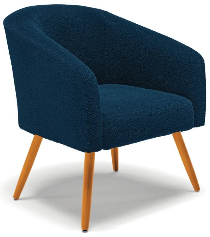 Poltrona Decorativa Pé Palito Castanho Stella Bouclê D03 - D'Rossi - Azul