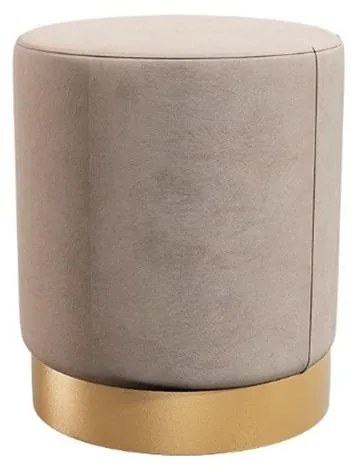 Puff Veludo Com Base Tecido Metalizado Dourado Bege 47x40