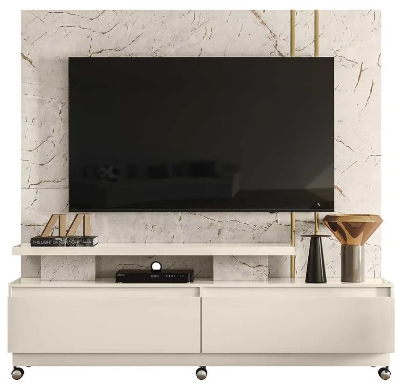 Home Theater Braun MDP 2 Gavetas até 75 Calacata/OffWhite G97 - Gran Belo