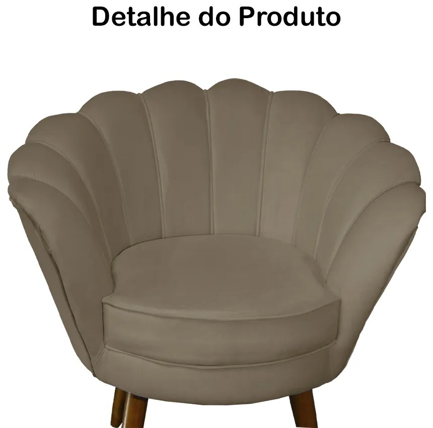 Kit 2 Poltronas Decorativas Pétala Pés Palito Suede Capuccino - Sheep Estofados
