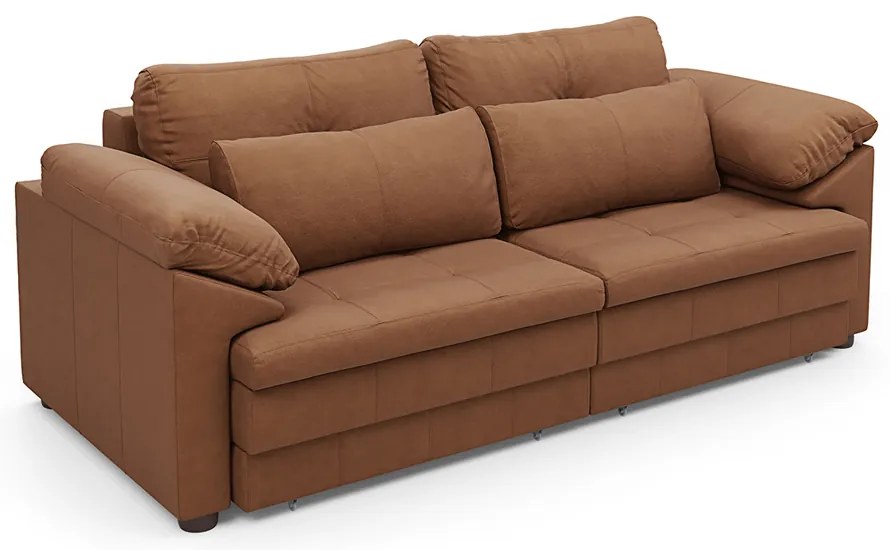 Sofá Retrátil Elétrico Sala de Estar Nolan Bipartido 215cm Conforto Premium em Couro Mel Manchado G58 - Gran Belo