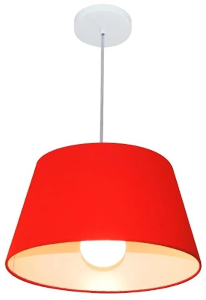 Lustre Pendente Cone Md-4039 Cúpula em Tecido 21/40x30cm Vermelho - Bivolt