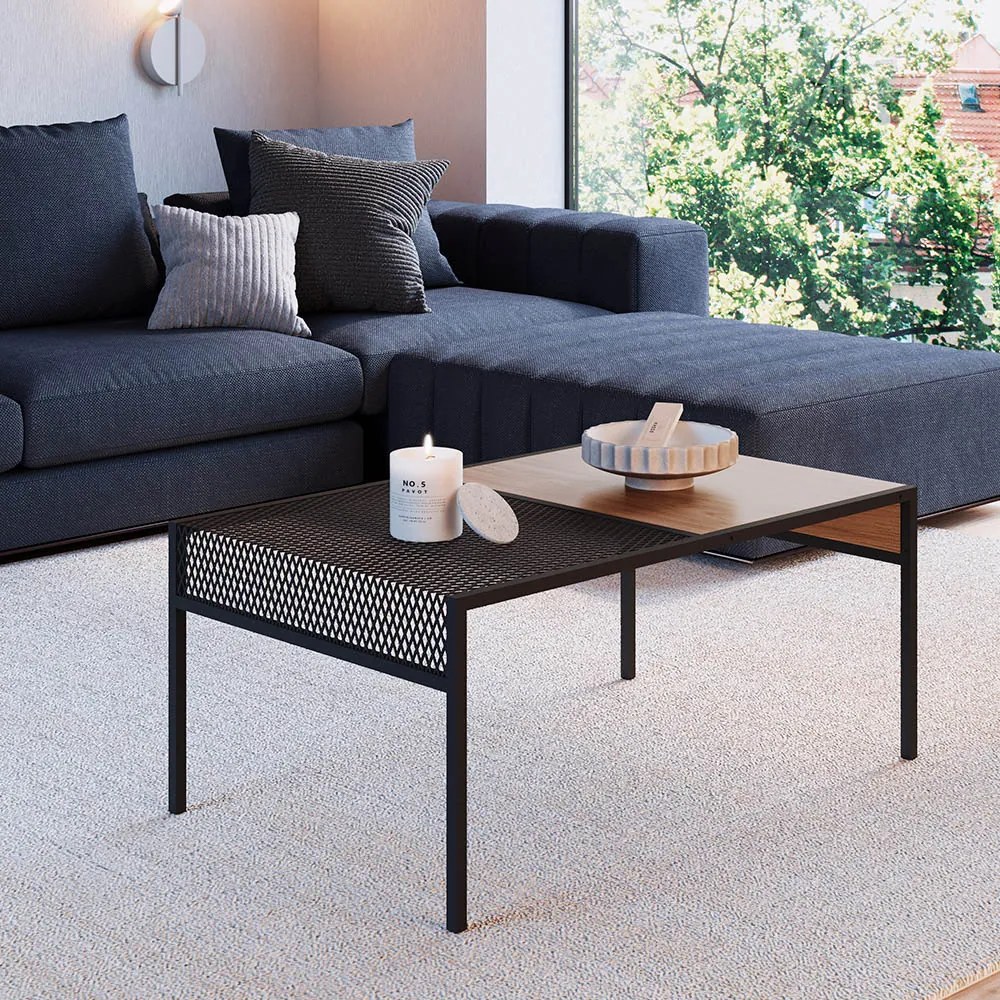 Mesa de Centro New Hanover e Preto 80 cm - D'Rossi