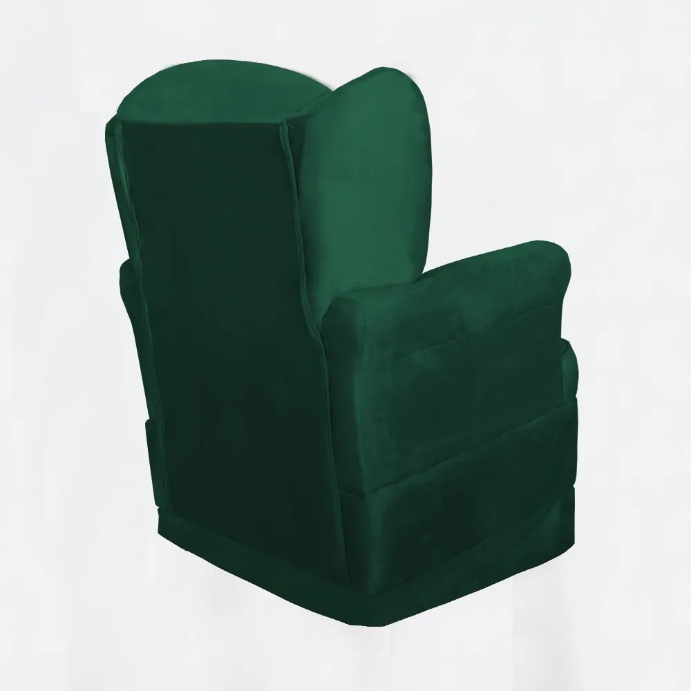 Conjunto Poltrona Ana de Amamentação com Balanço + Puff Ana Suede Verde Bandeira