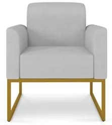 Kit 2 Poltronas Decorativas Base Industrial Dourada Maressa A05 Linho