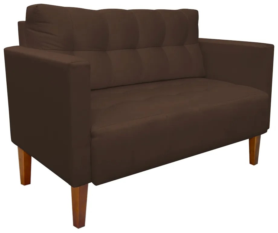 Kit 1 Sofá Namoradeira e 2 Poltronas Livia Suede Marrom Pés Chanfrado Castanho - D'Rossi