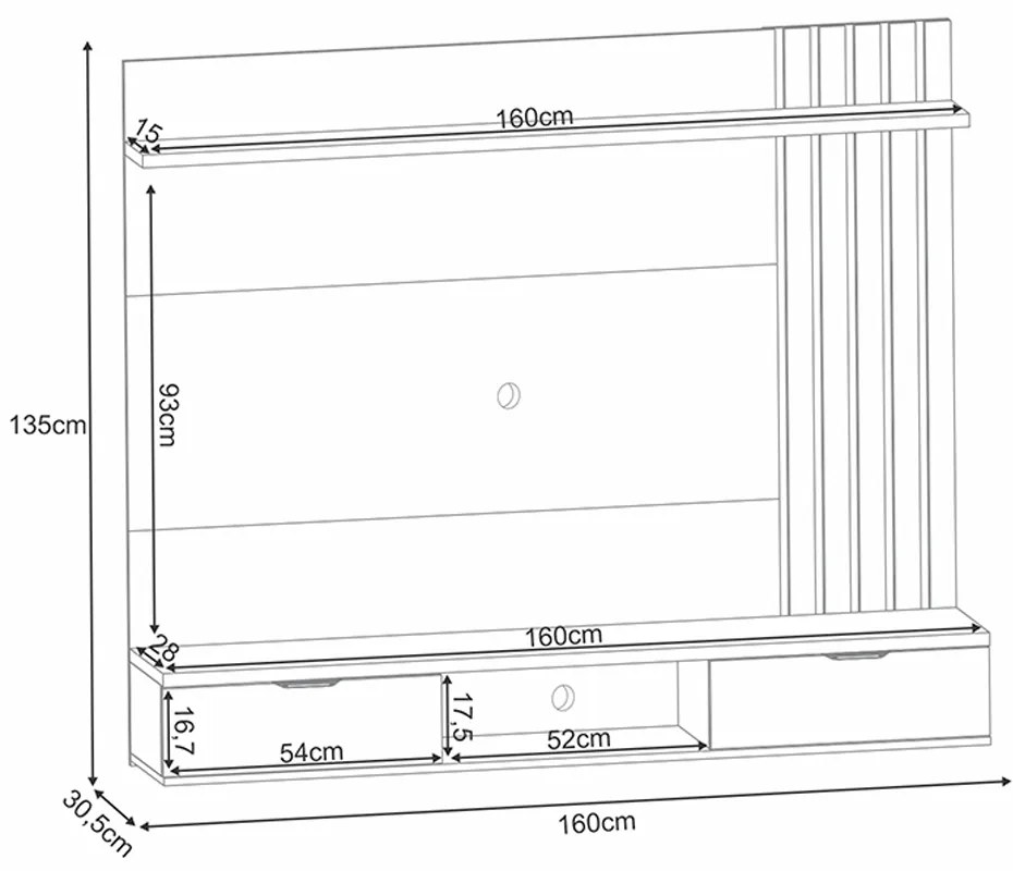 Painel Suspenso Decorativo Ripado MDP/MDF Portas Basculantes Dublin Off White/Cinamomo G26 - Gran Belo