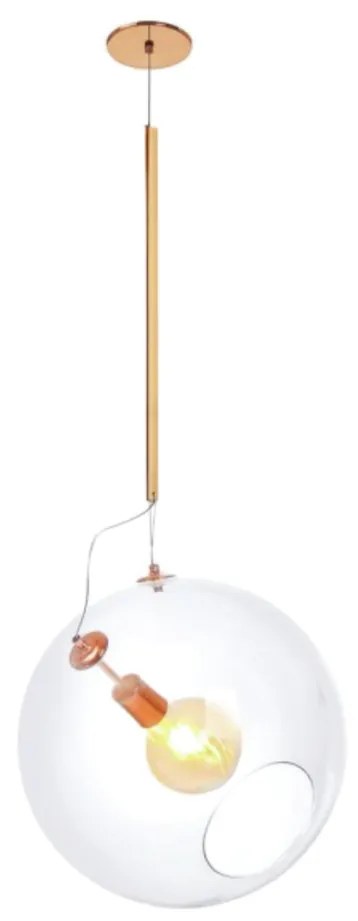 Pendente Globo Inclinado Ø41X85Cm Metal E Globo Ø41Cm 01Xe27 |Old Arti... (DOURADO FOSCO, CLEAR (TRANSPARENTE))
