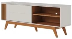 Rack Bancada Para TV 60 Pol 160cm Diana Off White/Freijó C05 - Mpozena
