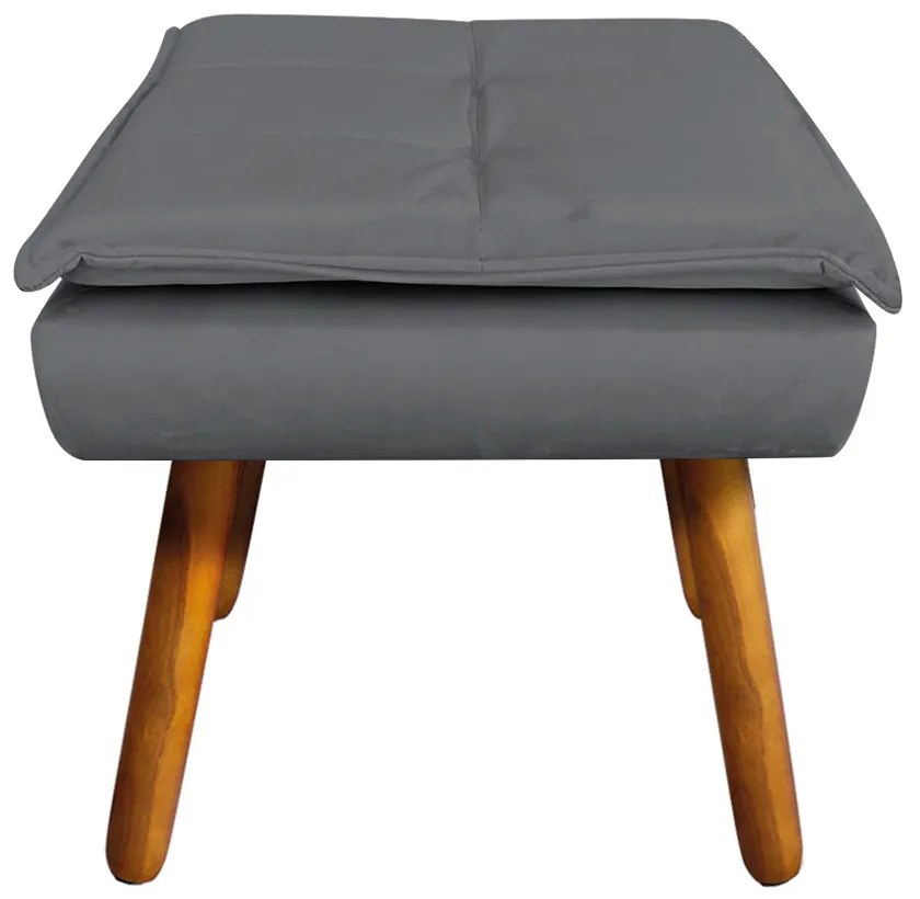 Puff Banqueta Decorativo Pé Palito Opala Veludo Grafite D03 - D'Rossi