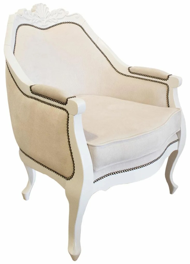 Poltrona Leroy Victorine com Tachas - Branco Provençal Kleiner Schein