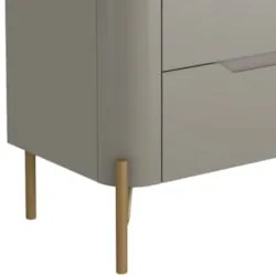 Mesa Cabeceira Quarto 68cm 2 Gavetas Becca Grigio/Dourado I06 - Mpozen