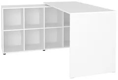Mesa Escrivaninha em L Eron e Estante Livreiro Maly A06 Branco - Mpoze