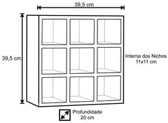 Nicho de Parede Porta Toalha Para Salão Barbearia 9 Divisões Branco -