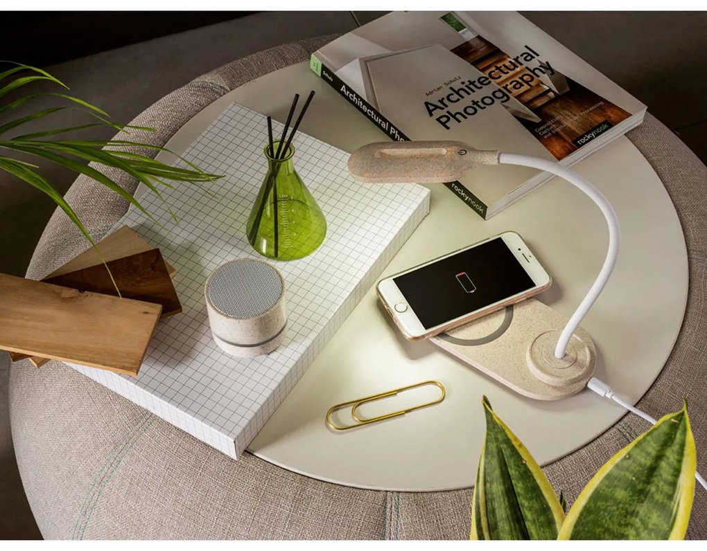 Luminaria de Mesa Led Carregador induçao Celular Touch Articulavel