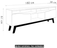 Rack Bancada Para TV 75 Pol 180cm Rita Off/Naturalle B02 - Mpozenat