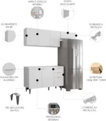 Armário de Cozinha CP03 Para Pia 120cm Pérola Z34 Branco    - Mpozenat