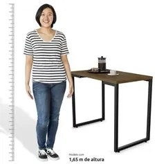 Mesa de Cozinha Bistrô Porto Castanho 120cm com 4 Banquetas Industriai