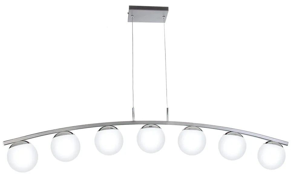 Pendente Retangular Curvo Com Globinho 112X13X25Cm 7 X G9 Metal E Glob... (GRAFITE)