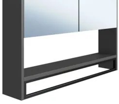 Gabinete de Banheiro Liny 80cm e Espelheira Moscow Grafite Z54 - Mpoze