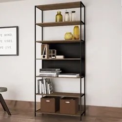 Estante Livreiro Steel Quadra 27809 6 Prateleiras Vermont Base Preta -
