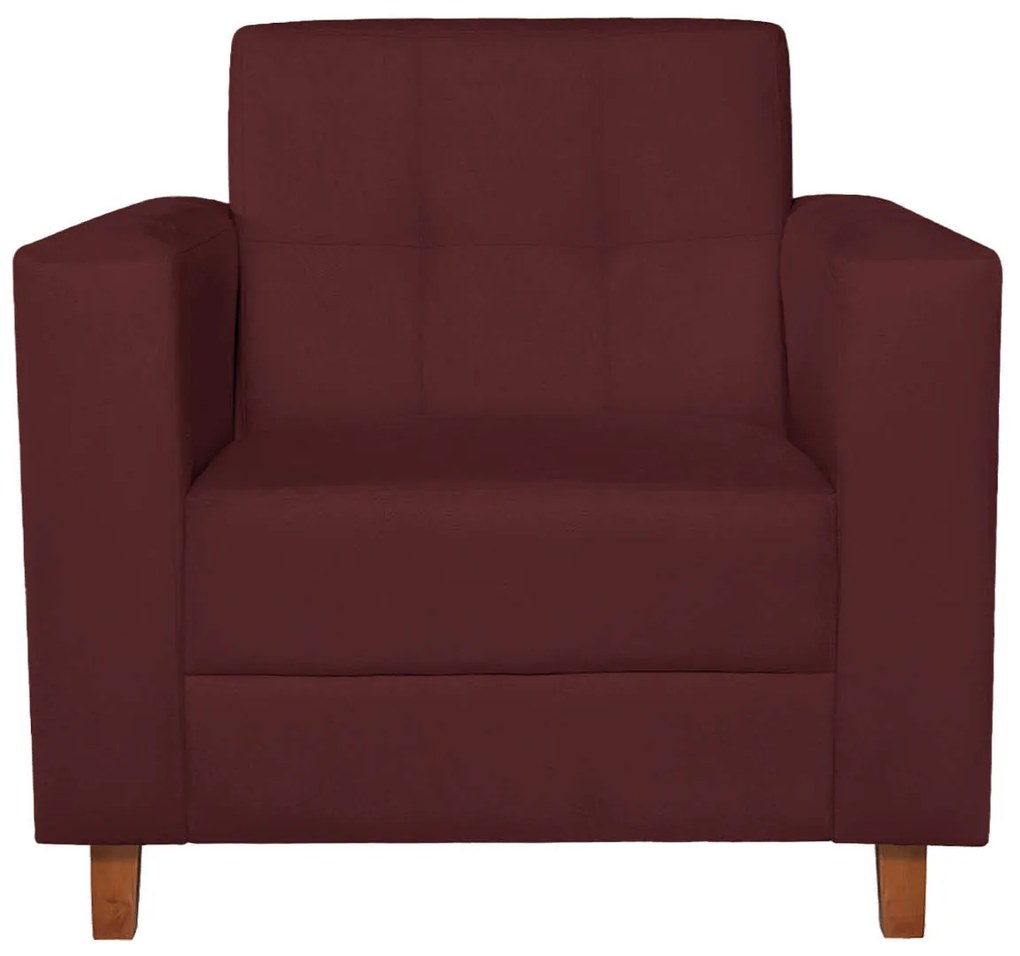 Kit Sofá 2 Lugares e 2 Poltronas Denver Suede Bordô - ADJ Decor