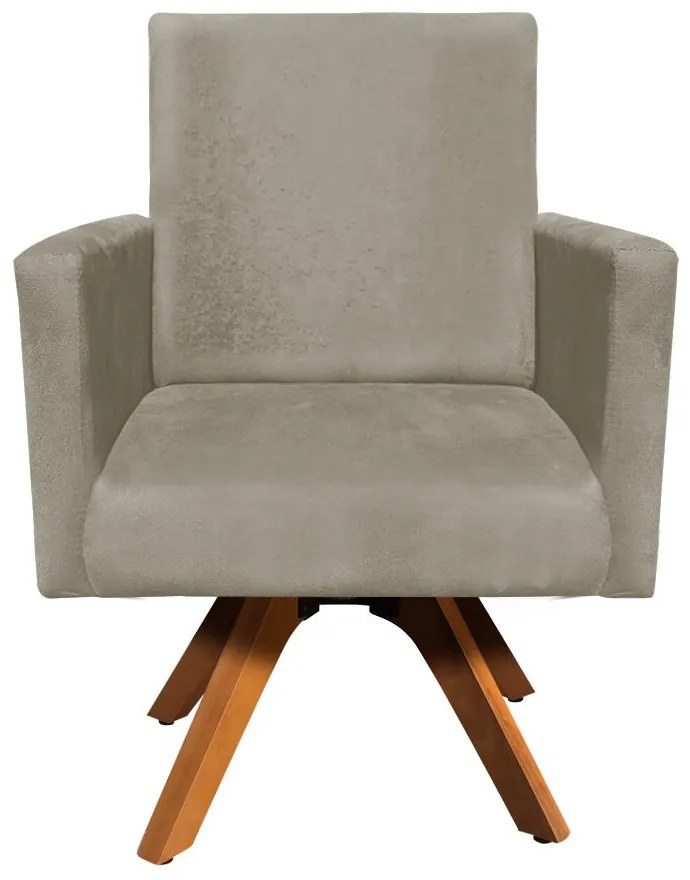 POLTRONA GIRATORIA NINA SUEDE BASE MADEI - Marrom Rato