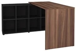 Mesa Escrivaninha em L Eron e Estante Livreiro Maly A06 Ipê/Preto - Mp