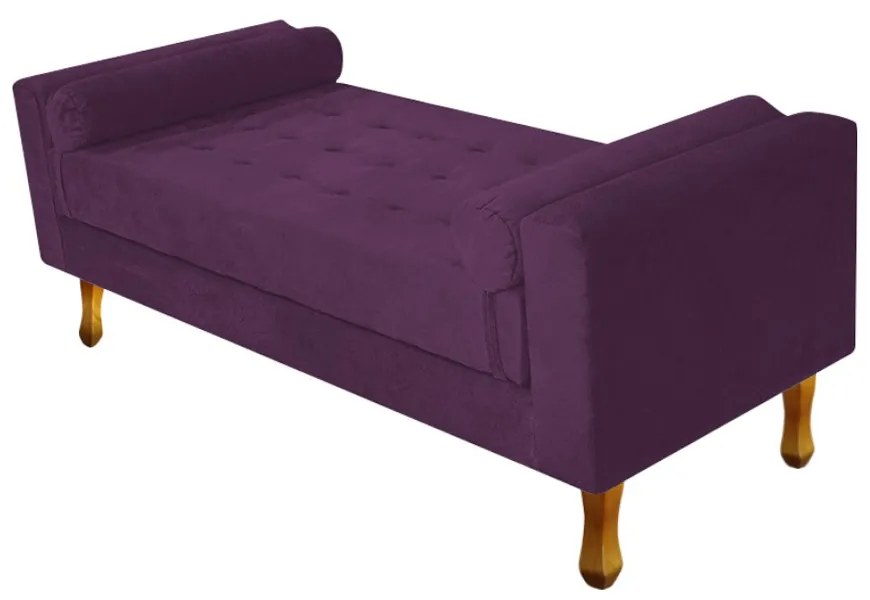 Recamier Baú Félix Solteiro 90cm Suede Roxo - ADJ Decor