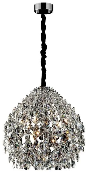 Pendente Cristal E Metal Cromado 80Cm Glamour